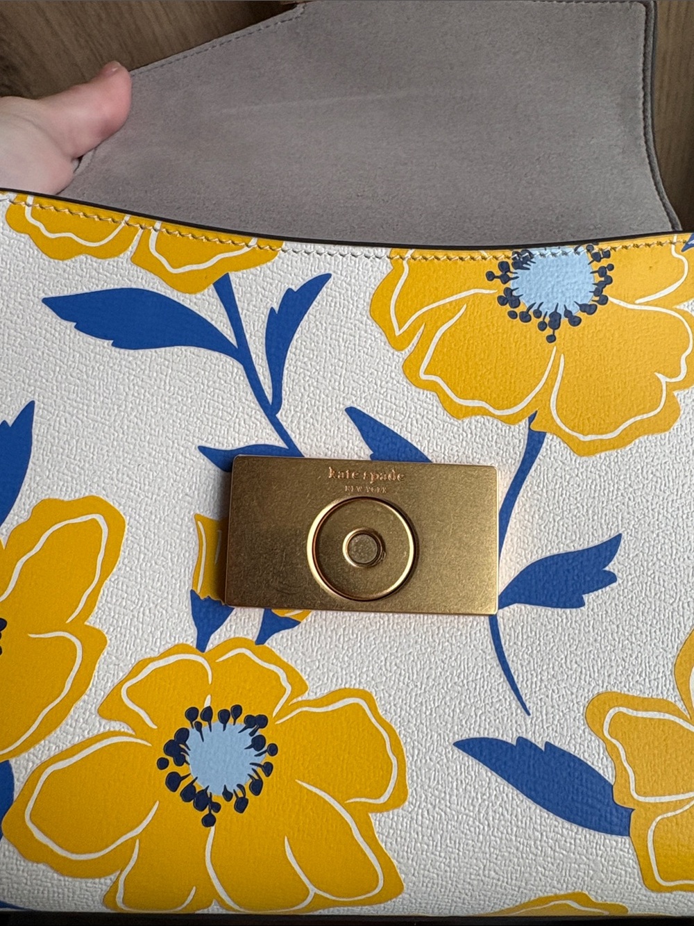 kate spade KATY SUNSHINE FLORAL TEXTURED LEATHER SMALL TOP-HANDLE BAG - Picture 3 of 7